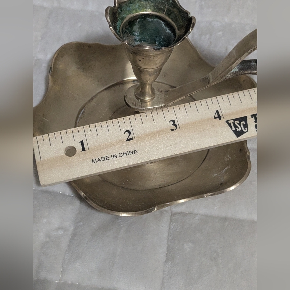 Boho Rare Find Brass Chamberstick, Single Vintage Candle Holder, Solid Brass - Picture 3 of 8